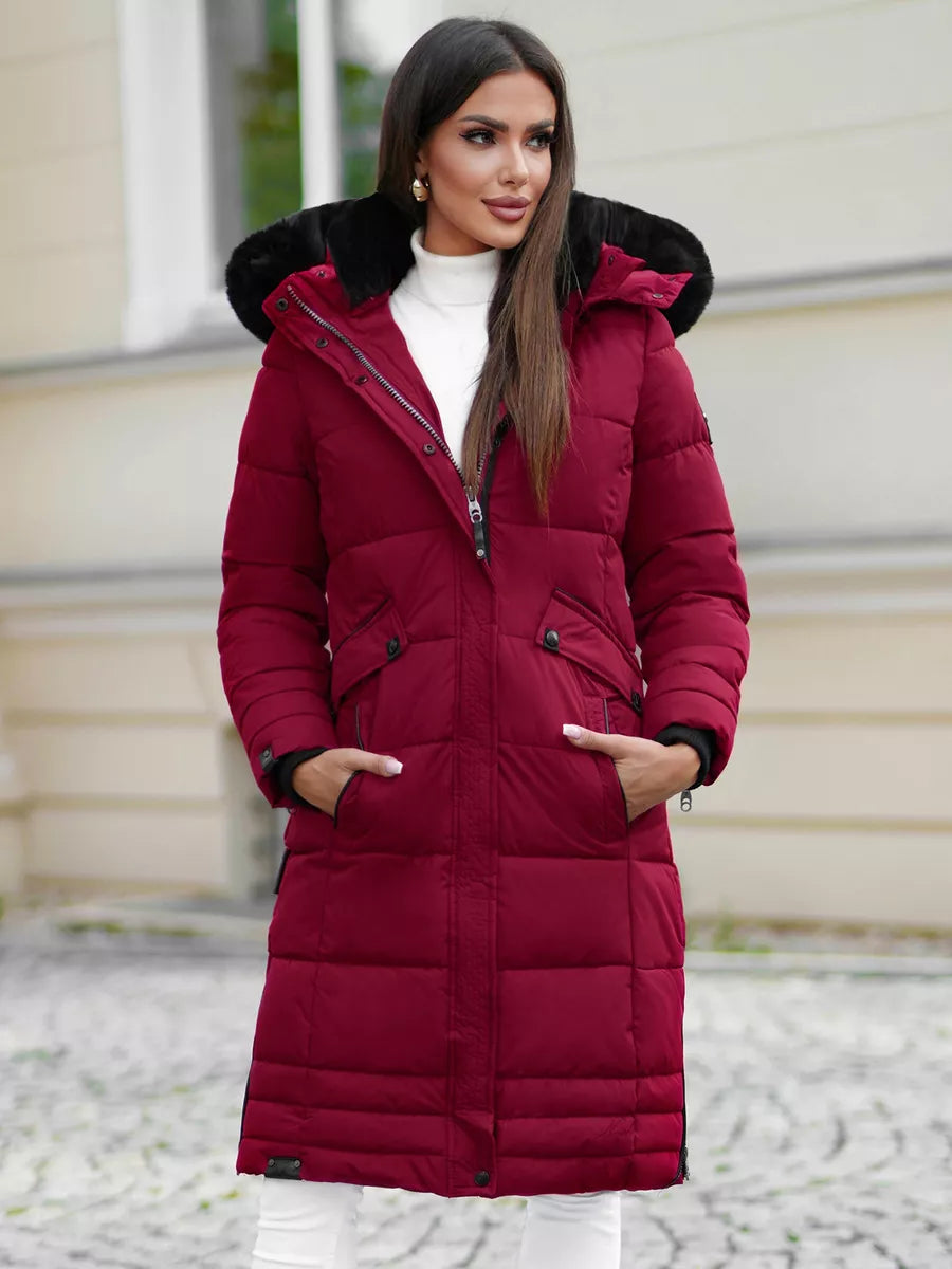 Žieminė ilga moteriška bordo striukė Marni