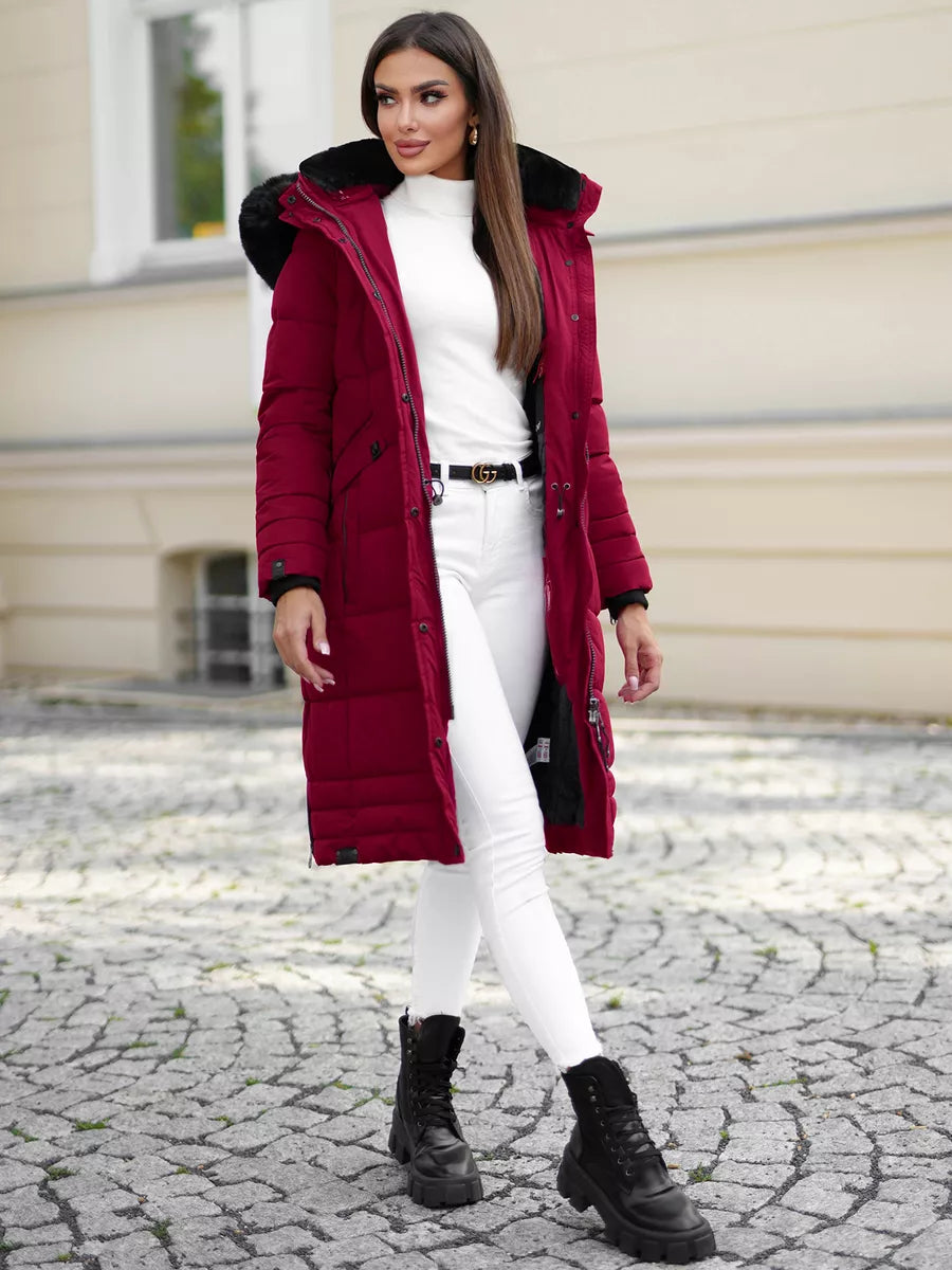 Žieminė ilga moteriška bordo striukė Marni