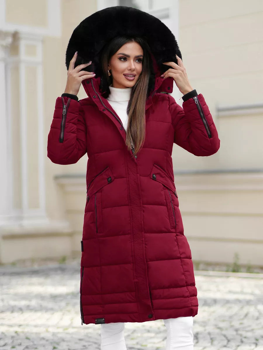 Žieminė ilga moteriška bordo striukė Marni