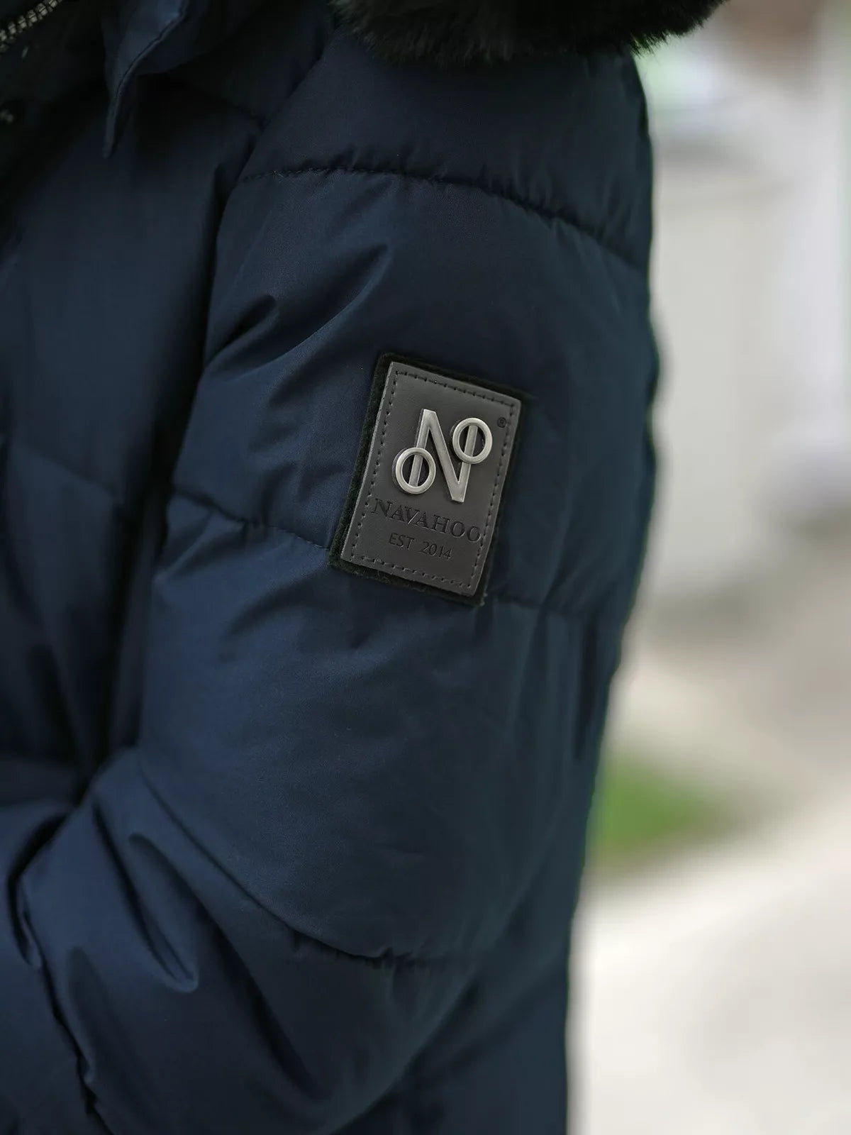 Žieminė ilga moteriška tamsiai mėlyna striukė Marni