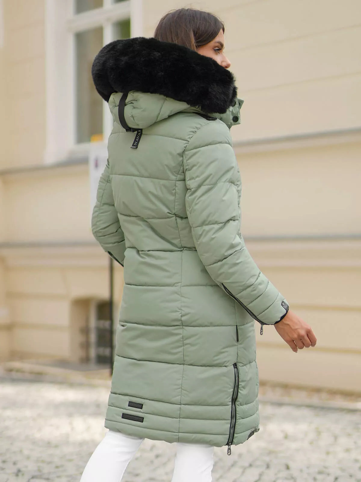 Žieminė ilga moteriška mėtinė striukė Marni