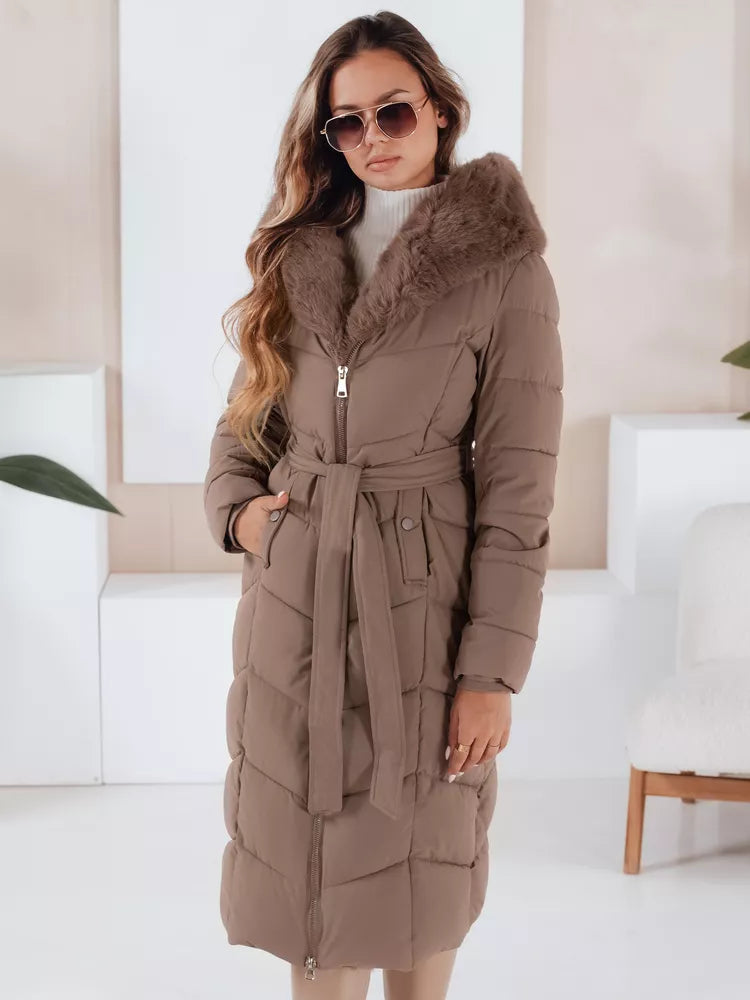 Moteriška dygsniuota tamsiai rusva striukė Oris