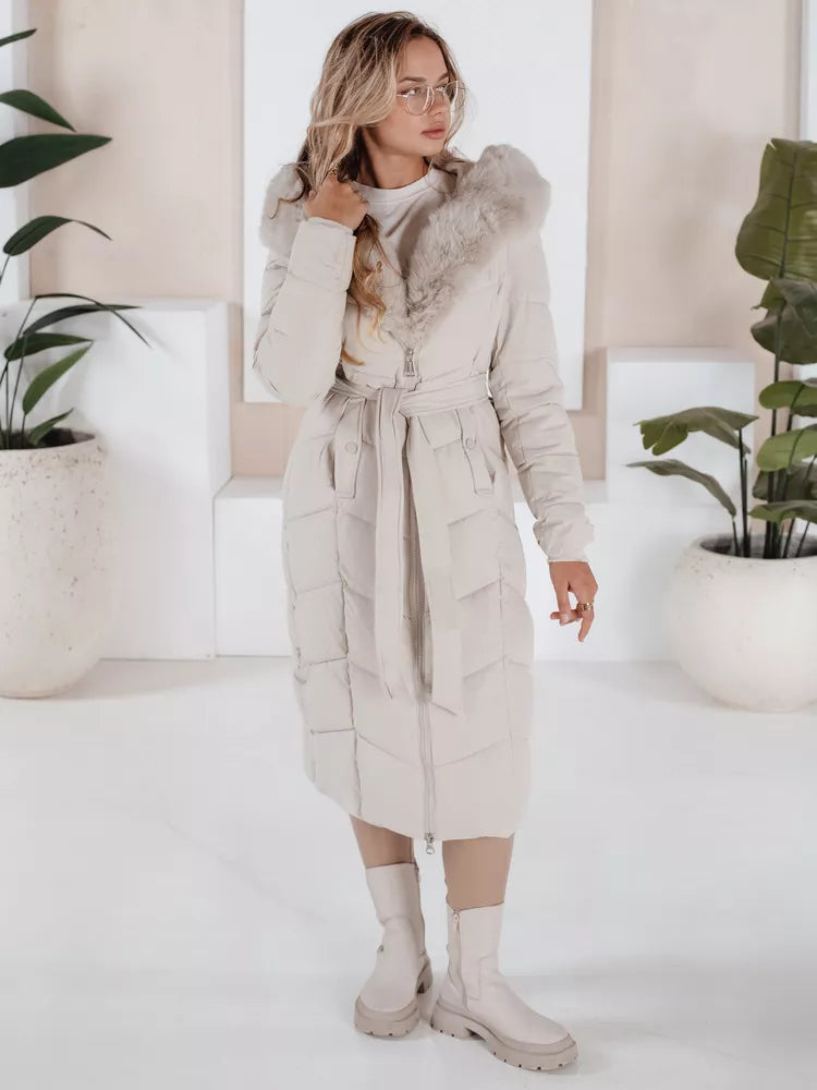 Moteriška dygsniuota balta striukė Oris