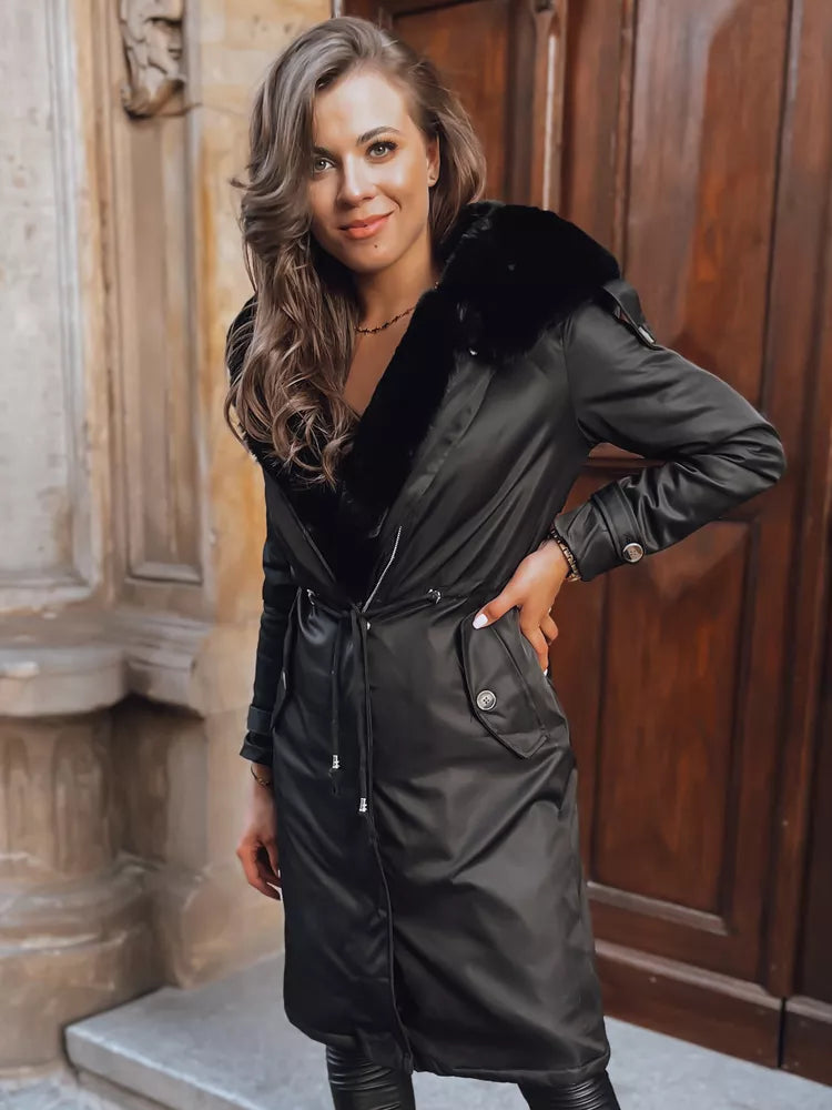 Juoda ilga moteriška striukė Harpe