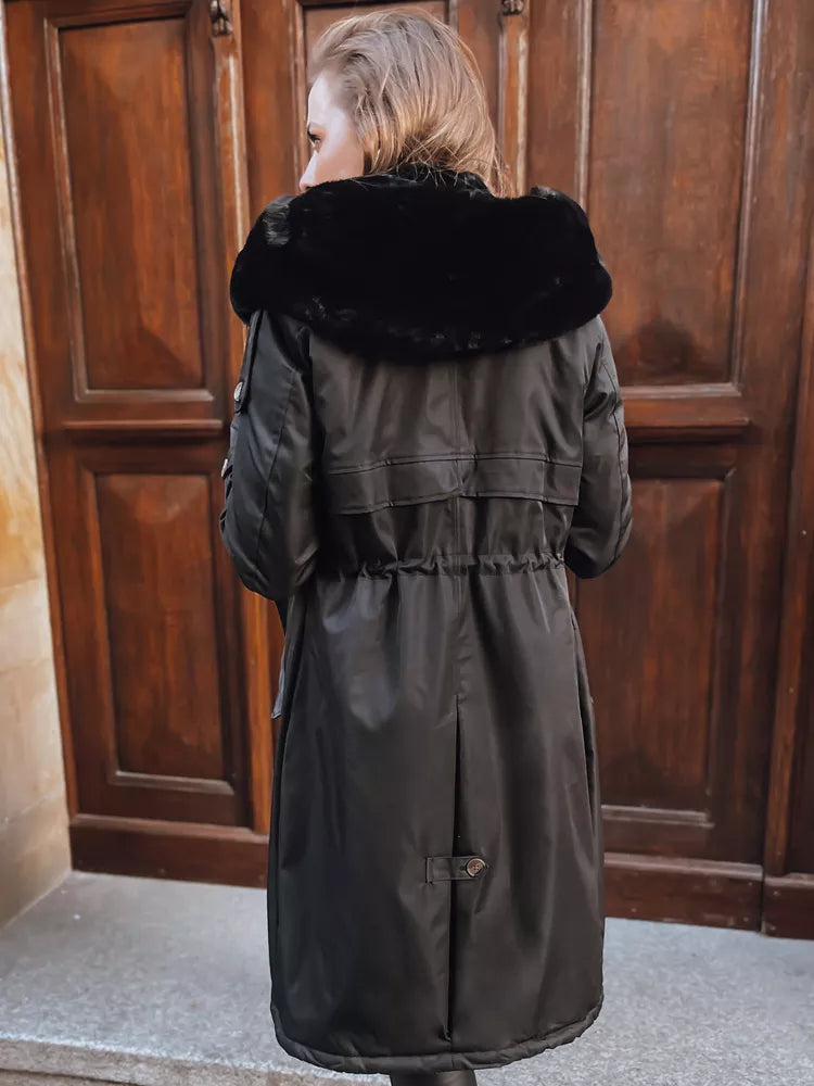 Juoda ilga moteriška striukė Harpe