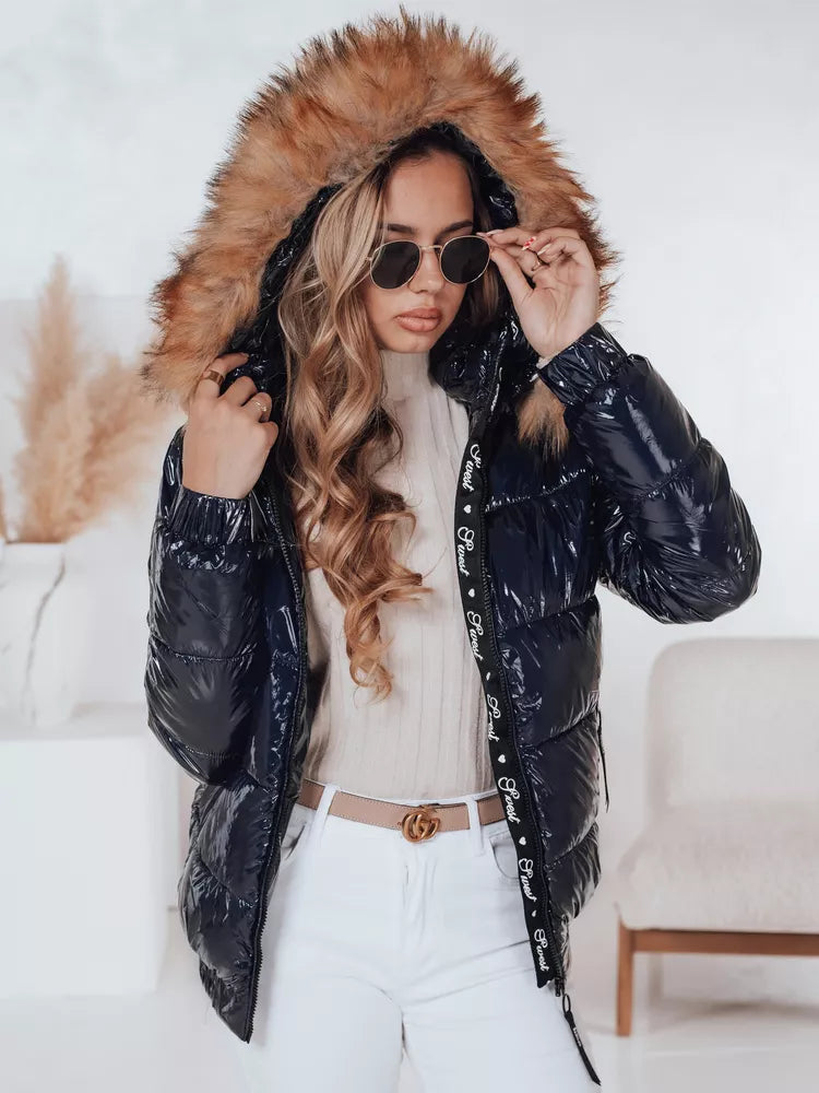 Moteriška blizgi tamsiai mėlyna striukė Melani