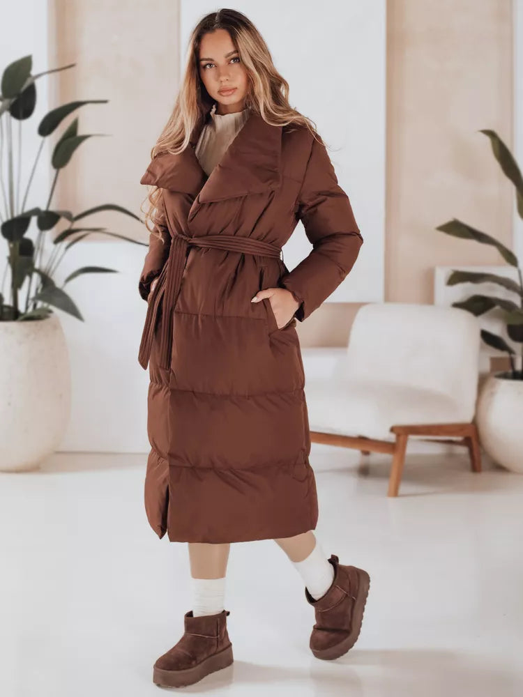 Moteriška tamsiai ruda dygsniuota striukė Favi