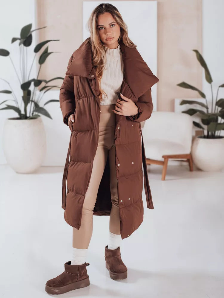 Moteriška tamsiai ruda dygsniuota striukė Favi