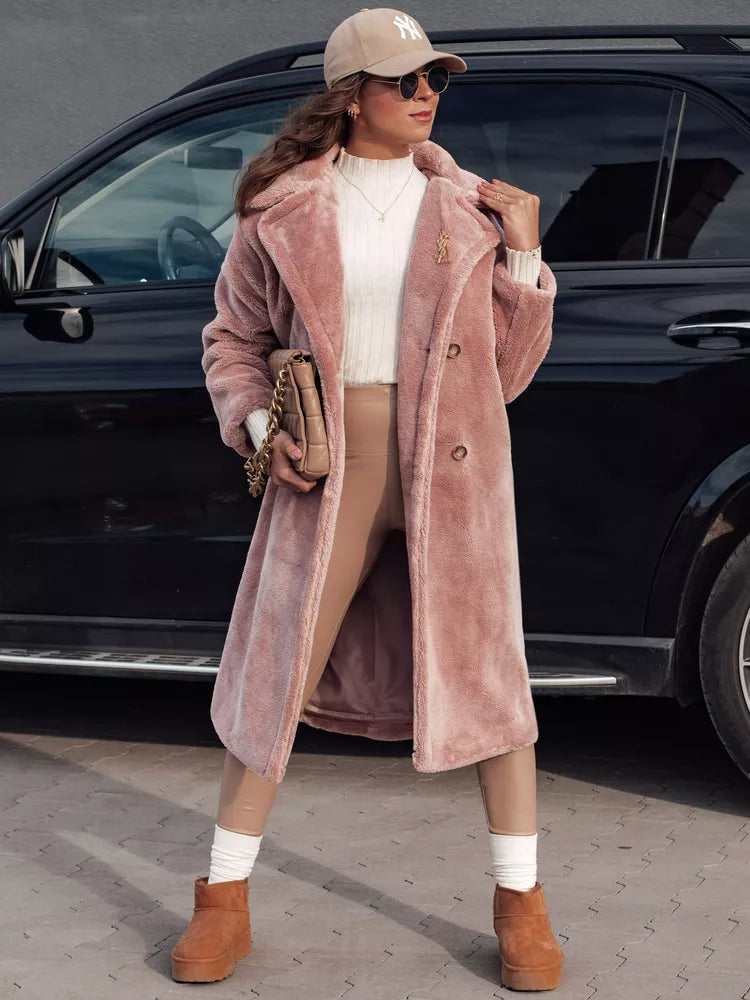 Moteriškas žieminis rožinis paltas Luxer