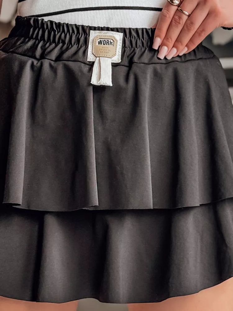 Moteriškas juodas mini sijonas Falbela