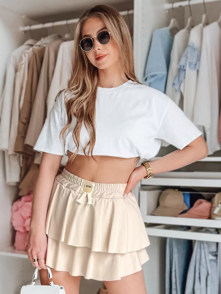 Moteriškas rusvas mini sijonas Falbela