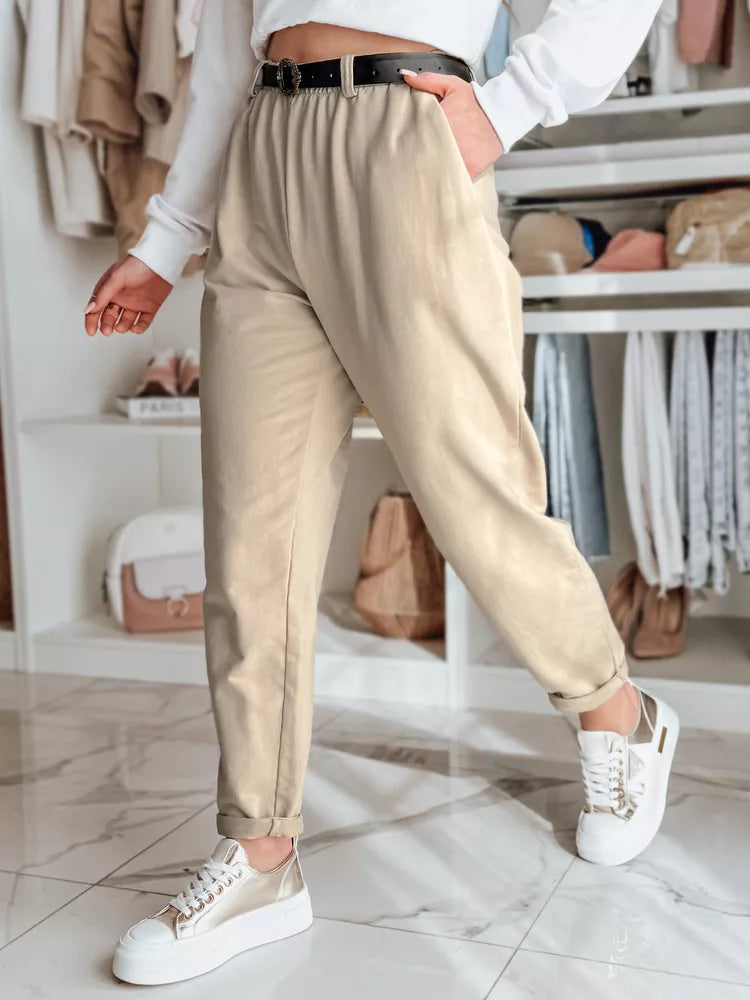 Moteriškos rusvos kelnės su diržu Tailandi