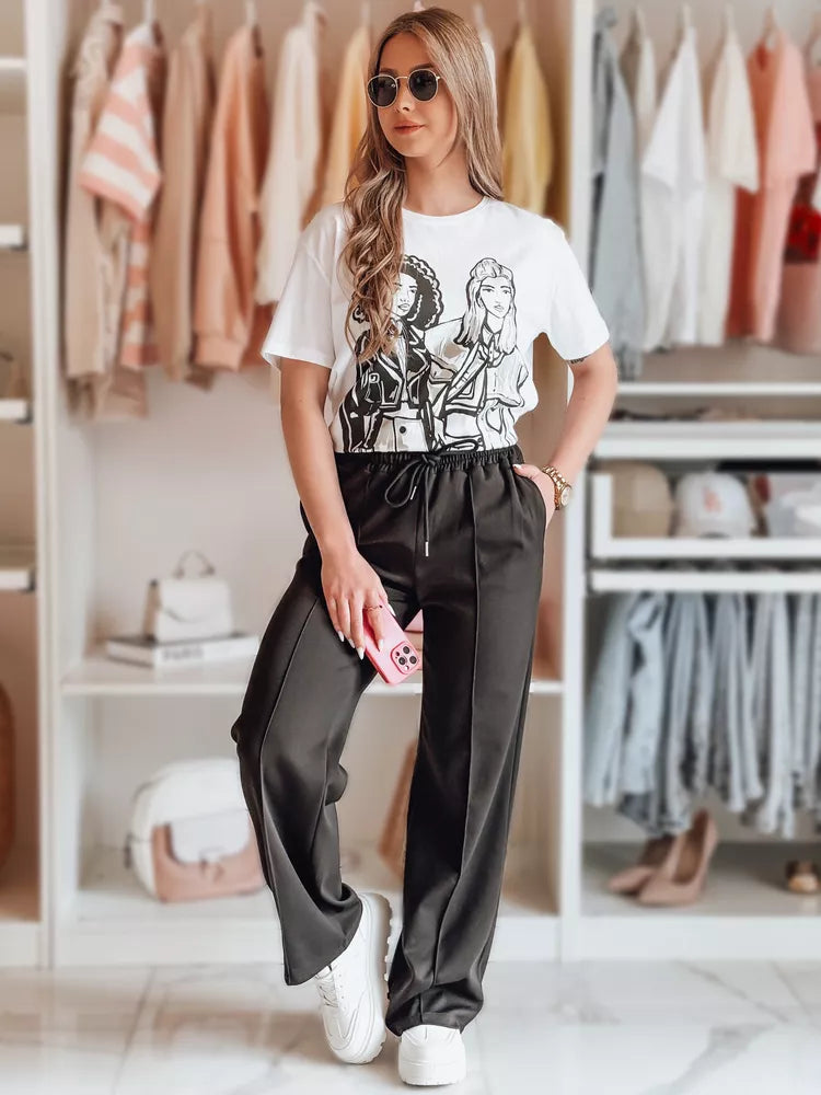 Moteriškos laisvalaikio kelnės juodos spalvos Seni