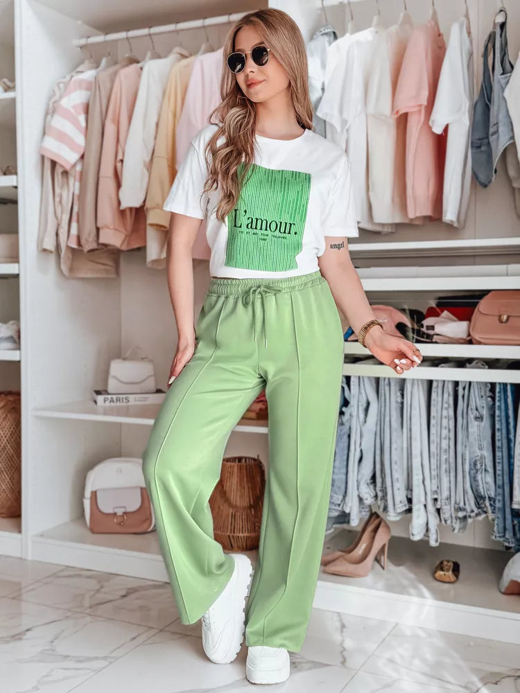 Moteriškos laisvalaikio kelnės žalios spalvos Seni