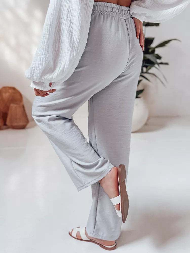Moteriškos šviesiai pilkos spalvos laisvalaikio kelnės Fiona