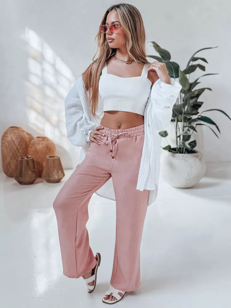 Moteriškos rožinės spalvos laisvalaikio kelnės Fiona