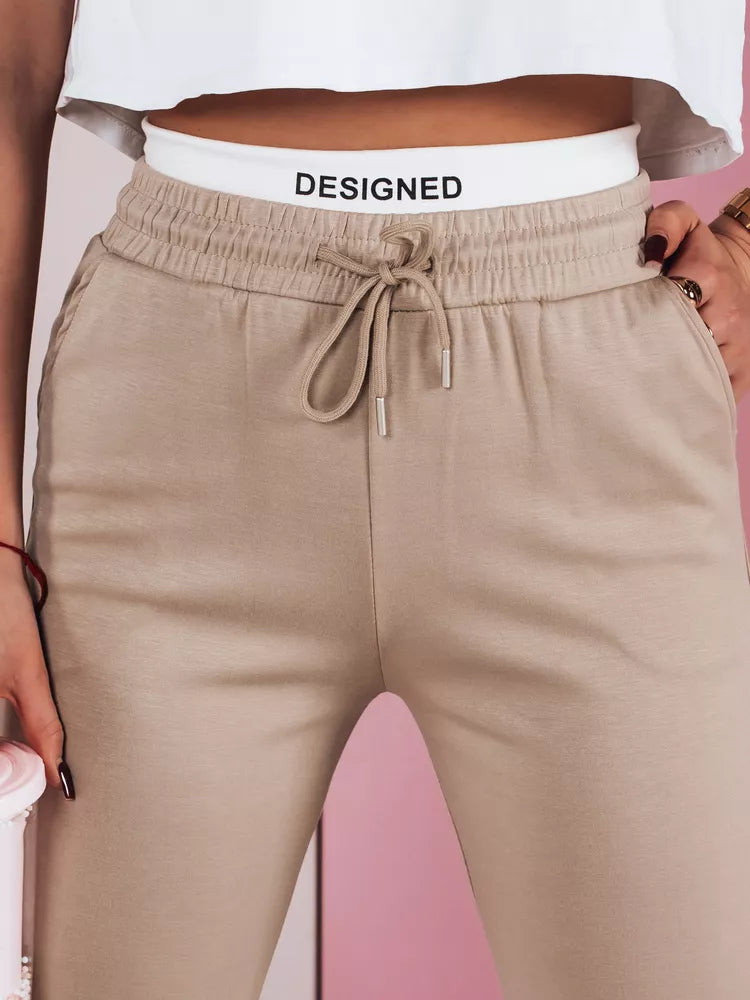 Moteriškos laisvalaikio rusvos slim fit kelnės Sport