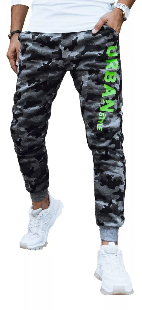 Vyriškos tamsiai pilkos kamufliažinės laisvalaikio kelnės Urban
