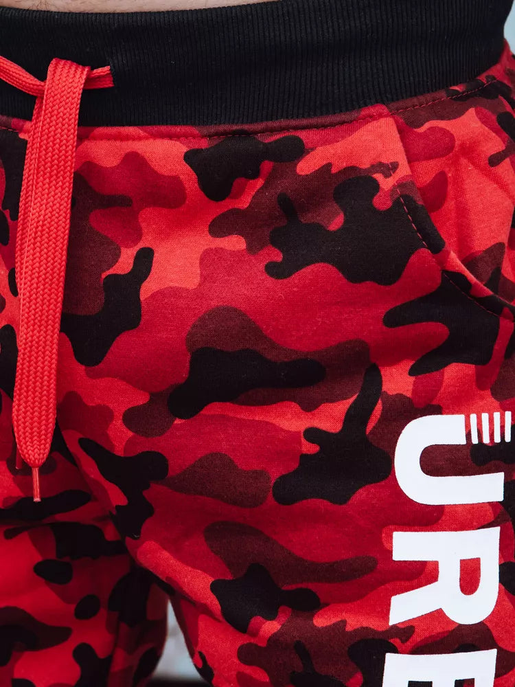 Vyriškos raudonos kamufliažinės laisvalaikio kelnės Urban