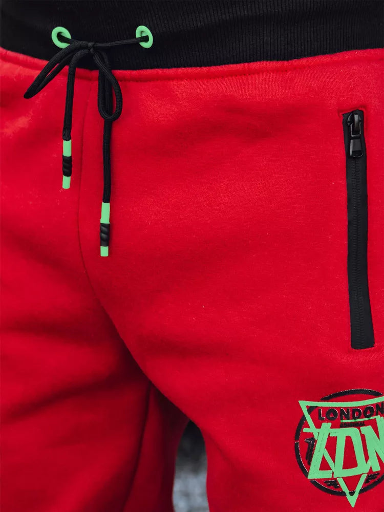 Vyriškos raudonos kamufliažinės laisvalaikio kelnės London