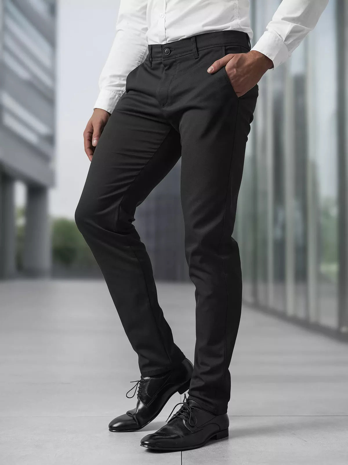 Vyriškos juodos chino kelnės Reno