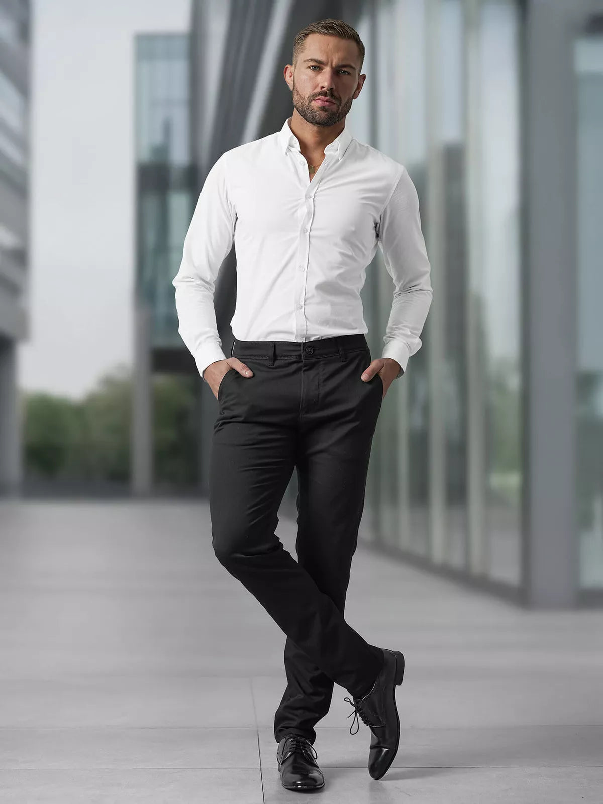 Vyriškos juodos chino kelnės Reno