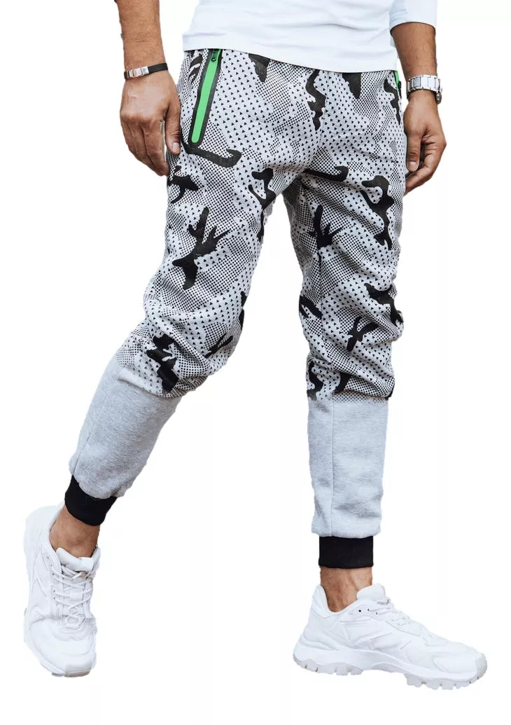 Vyriškos šviesiai pilkos spalvos kamuflinės laisvalaikio kelnės Run