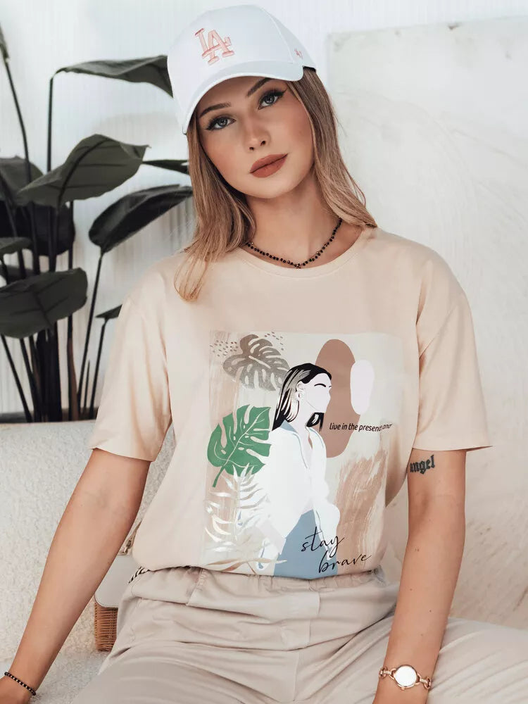 Moteriški rusvos spalvos marškinėliai Breivi