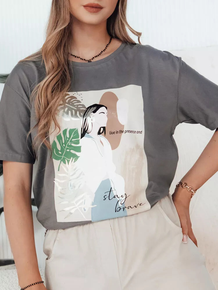 Moteriški pilkos spalvos marškinėliai Breivi