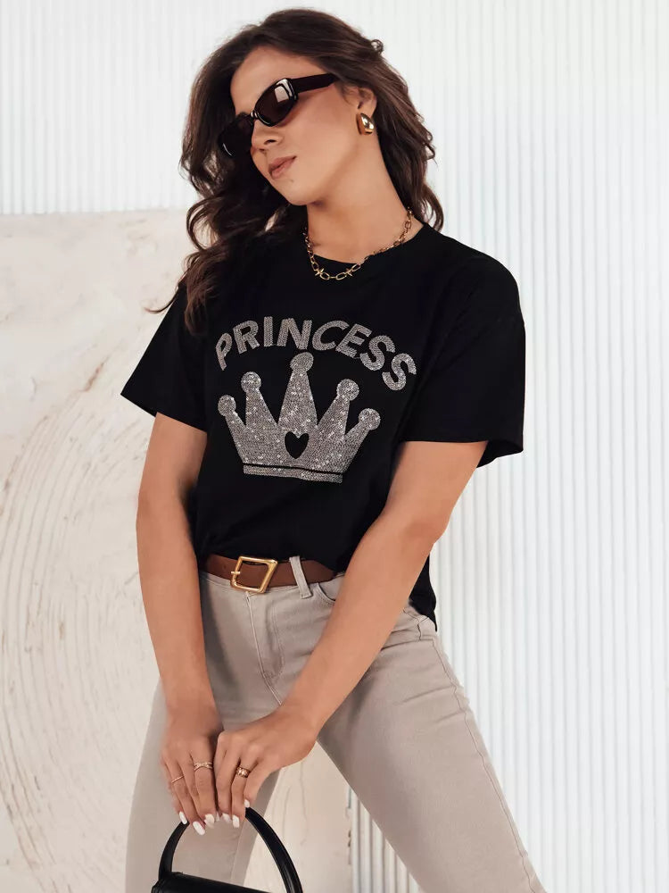 Moteriški juodi marškinėliai Princess