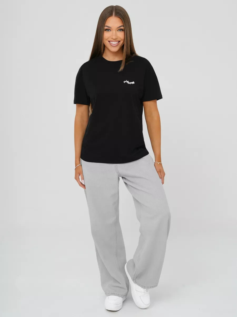 Moteriški juodos spalvos marškinėliai Inlove