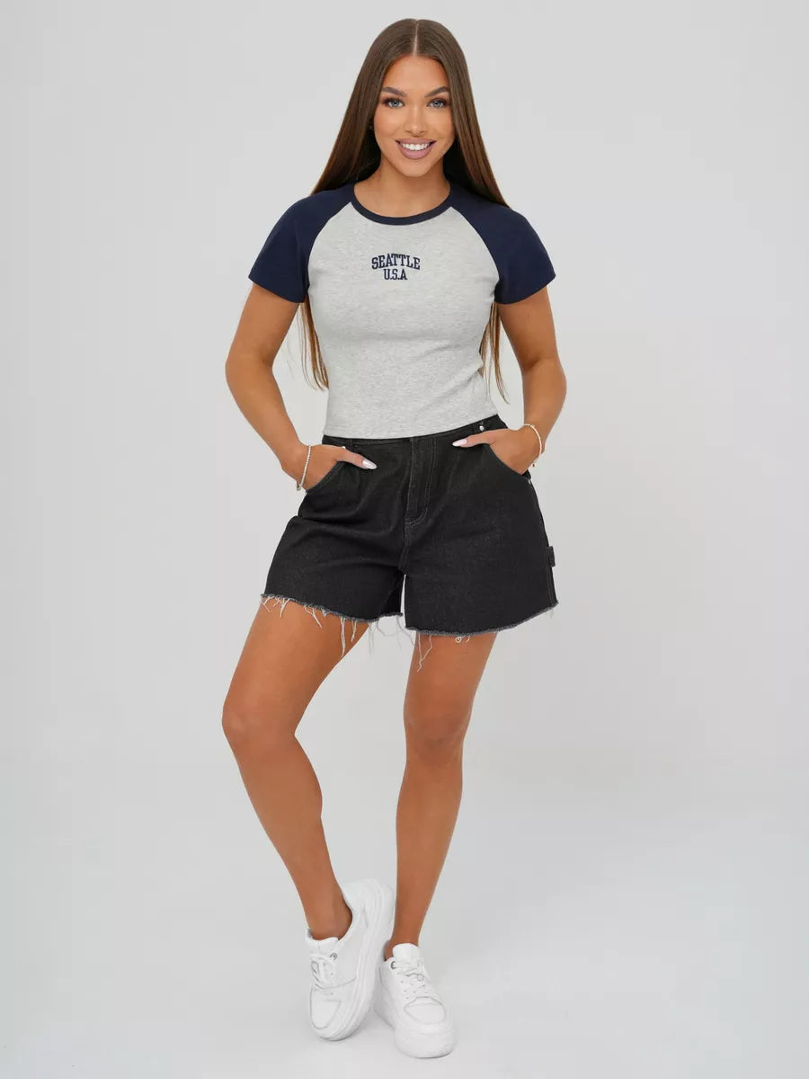 Moteriški pilki/tamsiai mėlyni  marškinėliai Seattle USA