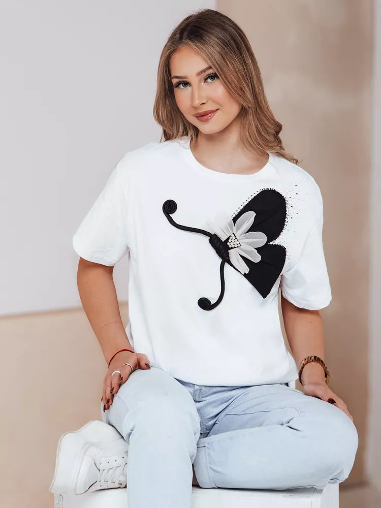 Moteriški balti marškinėliai Buterfly