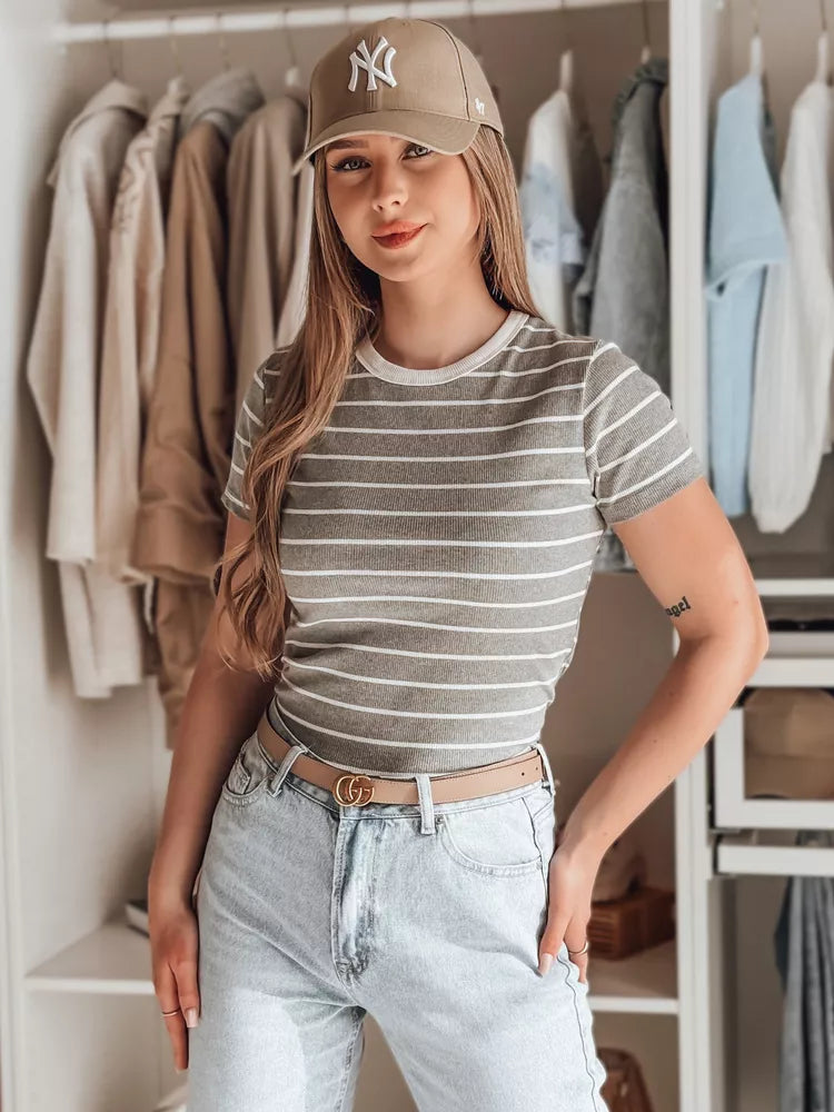 Moteriški pilki dryžuoti marškinėliai Liness