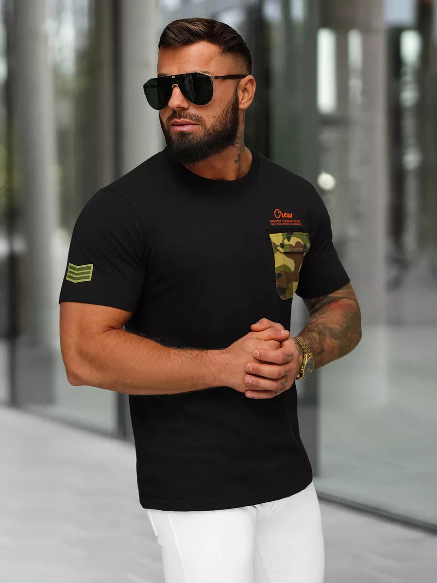 Vyriški juodos spalvos marškinėliai Soldier