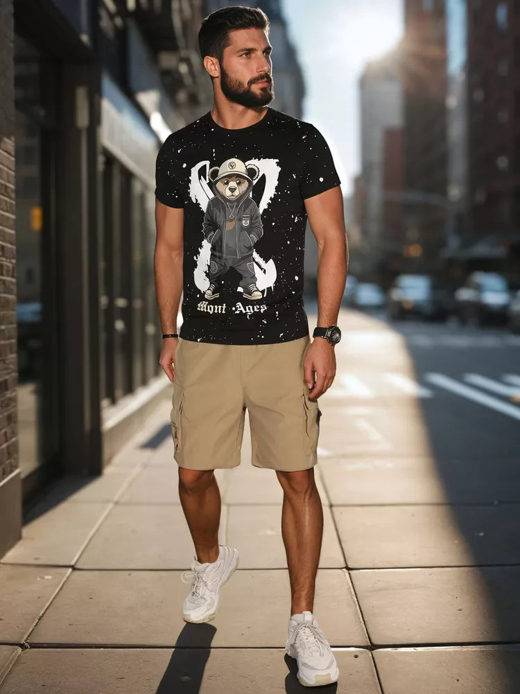 Vyriški juodi marškinėliai su paveiksliuku Ages