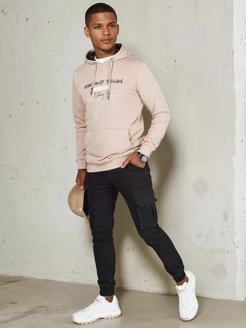 Vyriškas rusvas džemperis su gobtuvu Denim