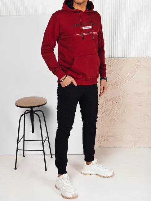 Vyriškas bordo džemperis su gobtuvu Denim