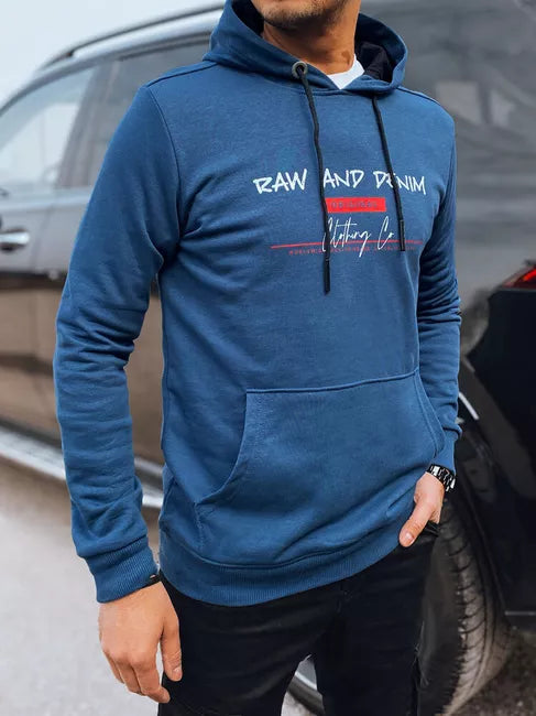 Vyriškas mėlynas džemperis su gobtuvu Denim