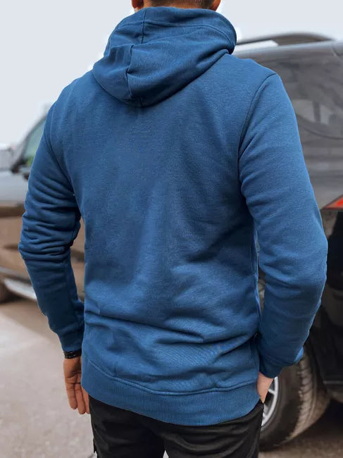 Vyriškas mėlynas džemperis su gobtuvu Denim