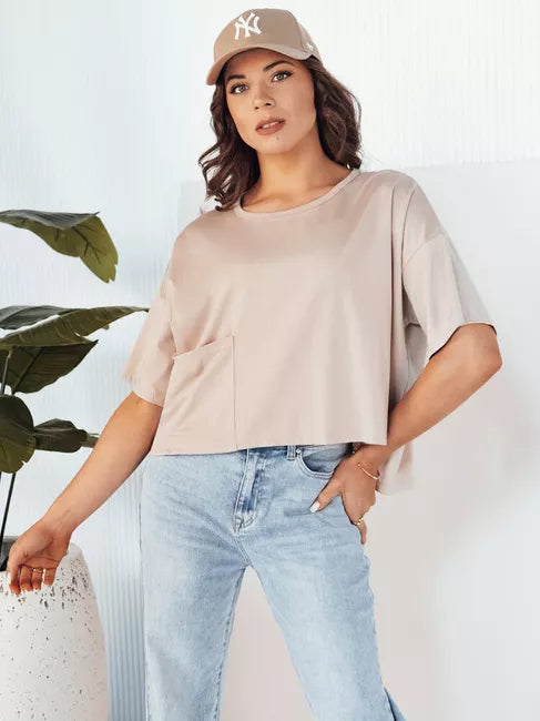 Moteriški oversize tipo rusvi marškinėliai Eling