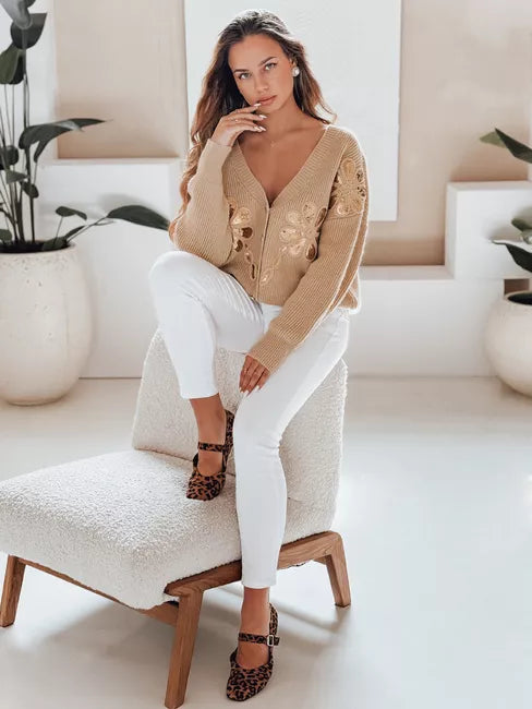 Moteriškas šviesiai rudas megztinis Kerinda