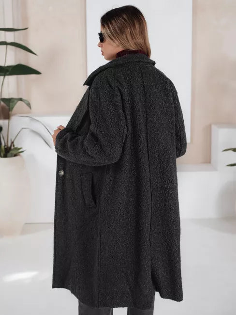 Moteriškas juodas ilgas avikailio paltas Tomson