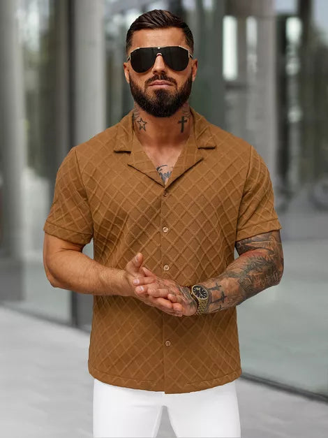 Vyriški trumparankoviai rudi marškinėliai Fargo