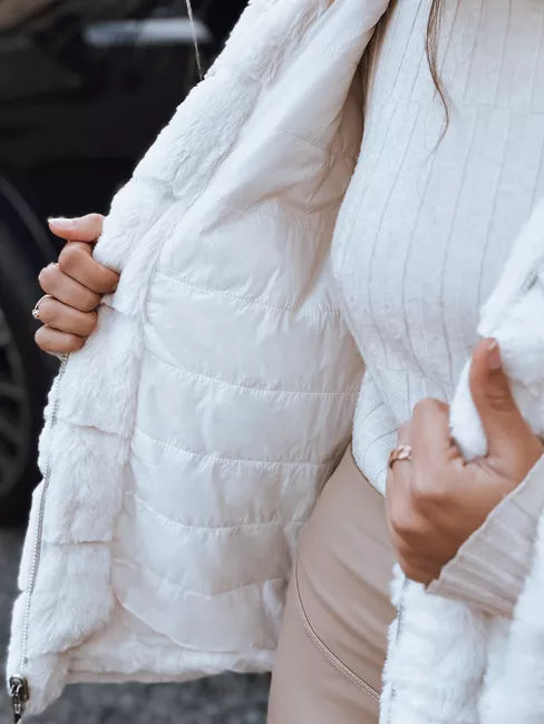 Moteriškas rusvas kailinis švarkas Santa