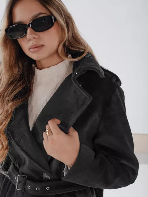 Moteriškas juodas žieminis paltas Gino