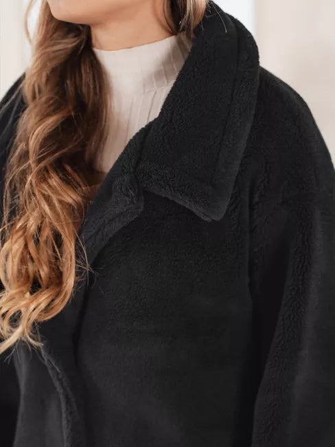 Moteriškas ilgas juodas žieminis paltas Fabio