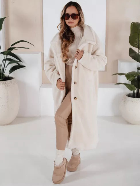 Moteriškas ilgas rusvas žieminis paltas Fabio