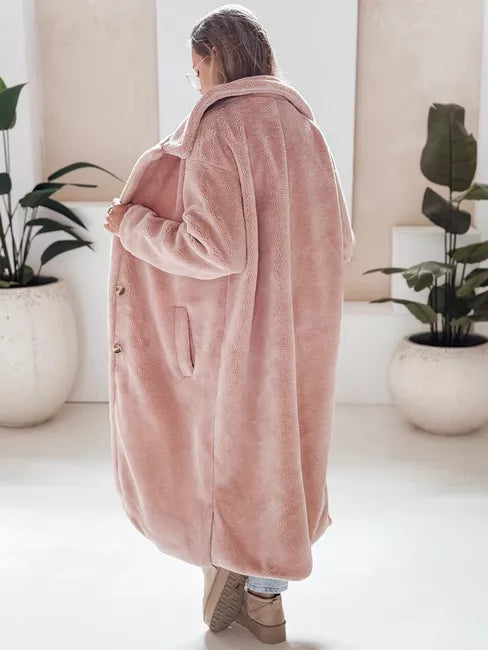 Moteriškas ilgas rožinis žieminis paltas Fabio