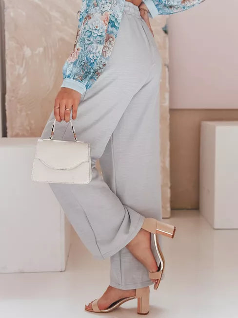 Moteriškos plačios kelnės pilkos spalvos Milin